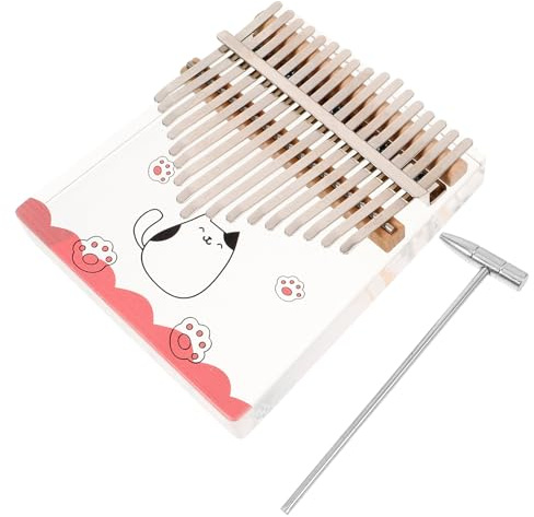 Cabilock Transparente Kalimba aus Acryl mit 17 Tasten Leicht zu Erlernendes Daumenklavier für Anfänger Glattes Spielgefühl und Einzigartiges Cartoon Muster für Musikliebhaber