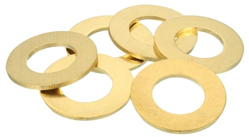 QUARKZMAN 6 Pack Arandelas Planas Latón, Kit Arandelas Cobre M24 Arandelas Aplastamiento, 24mm DI, 44mm DE, 2.5mm Grosor Para Tornillos Reparación Maquinaria, Construcción