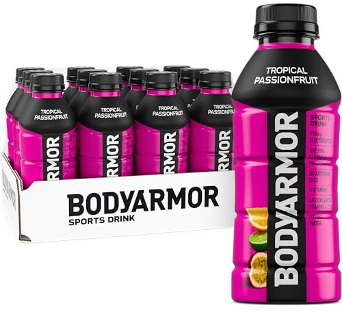 BODYARMOR Sports Drink, Tropical Passionfruit, Electrolyte Drink Hydration, 16 Fl Oz Bottles (12 Pack), Flavored Coconut Water with B Vitamins & Antioxidants