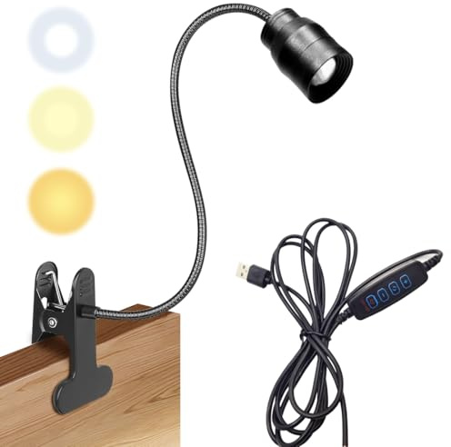 Dimmbare LED-Klemmlampe - 3 Farbtemperaturen, Leselampe Buch Klemme, Stufenlos Dimmbar, USB-C Wiederaufladbar, 360° Flexibel, Augenschonendes Leselicht Für Erwachsene & Kinder Im Bett & Camping