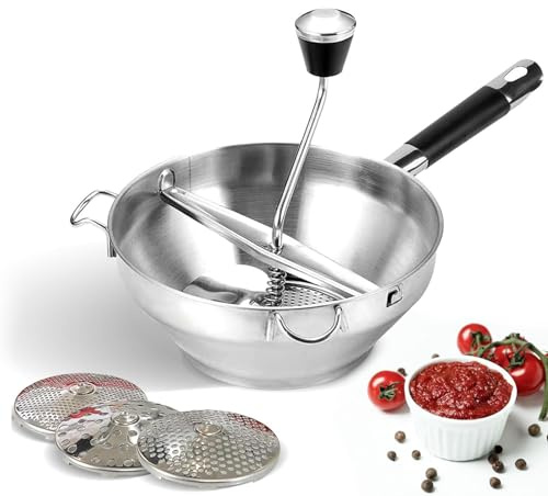 Passaverdure Manuale, Macchina Per Marmellate in Acciaio Inox, Con Tre Stampi, Per Preparare Purè Di Patate, Marmellata E Aglio,A
