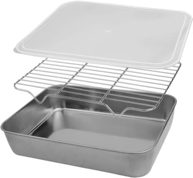 Générique Ensemble Plaque De Cuisson 31 X 24 X 5 Cm Avec Couvercle Et Grille De Refroidissement, Plat Multi-usages For Légumes - Ustensile De Cuisine(26x20x5cm)