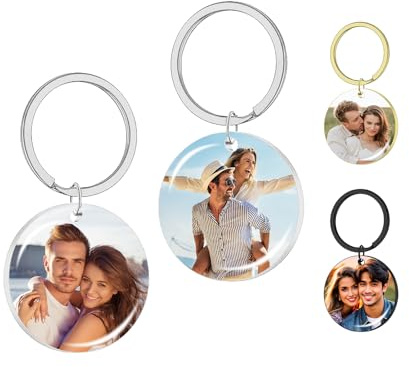 Porte-clés personnalisé, porte-clés rond personnalisé avec Photo Double face gravée, cadeau pour hommes et femmes cadeau pour Couples