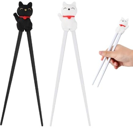 2 Paar Essstäbchen Hilfe, Sushi Stäbchen, Personalisierte Stäbchen Hilfe, Rutschfeste Abnehmbares Lernstäbchen, Niedlichen Cartoon Lucky Cat Chopsticks, Stäbchen zum Essen für Anfänger