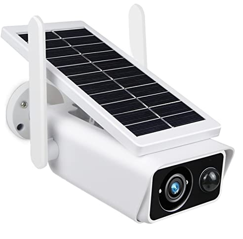 DMETE Caméra de sécurité extérieure 3MP HD Panneau Solaire caméra IP sans Fil alimentée par Batterie PIR Surveillance Mouvement iCSee Installation Facile(NO Battery x 128G)