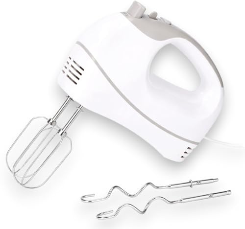 KORAT Sbattitore Elettrico 200W, 5 Velocità con Funzione Turbo, 2 Coppie di Fruste (Impasto e Montaggio), Mixer a Mano Compatto 20x8x26 cm, Frullatore Portatile per Dolci, Panna, Uova e Impasti