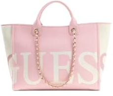 GUESS Strandtasche für Damen, Rosa, 100 % Polyester, 50 x 31 x 18 cm, mit doppeltem Griff und Kettenriemen