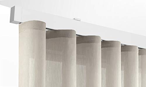 Binario per Tende a Onde - Installazione a Soffitto con Tappi Terminali da 8 mm - Completo per l’Installazione (ARGENTO 200 CM)