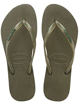 Havaianas Slim Logo Metallic, Infradito Donna, Verde, 33/34 EU