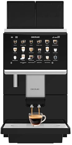 Cecotec Machine à Café Super-automatique Commerciale Cremmaet Lounge. 2900W, Écran Tactile, Mouture Uniforme, 2 Moulins, 2 Réservoirs de Café en Grains 700g et 2 Réservoirs pour Lait en Poudre