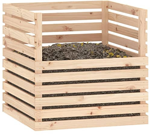 Tidyard Wooden Composter Bin, Garden Composter Waste Bin with Traditional Slated Design, Outdoor Storage Waste Grass Composting Box,80x80x78 cm Solid Wood Pine
