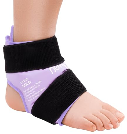 NEWGO Ankle Ice Pack for Swelling, Reusable Gel Ice Pack for Foot Ankle Heel, Hot Cold Compress Therapy for Achilles Tendonitis, Sprained Ankles (Purple)