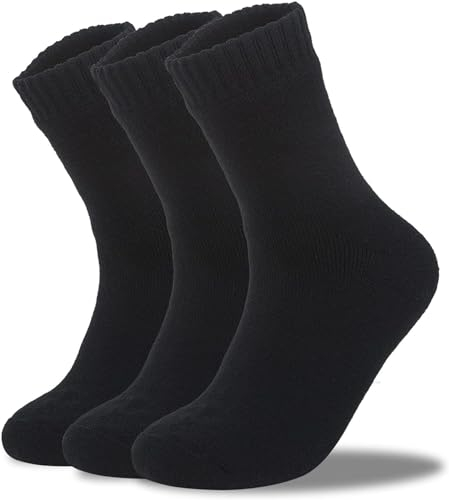 SOHOBABY Mens Thermal Socks 3 Pairs Black Winter Warm Ski Walking Boot Adults Size 6-11 and 11-14 (UK, Numeric, 6, 11, Regular, Regular, Black)