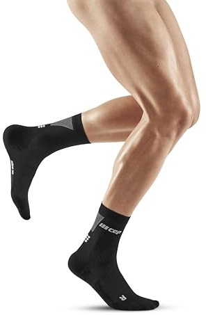 CEP - ULTRALIGHT Kompressionsstrümpfe Herren Mid Cut schwarz/grau, Gr. L, Laufsocken mit leichter Kompression, Stabilisierende anti Blasen Kniestrümpfe, Atmungsaktive Sportsocken