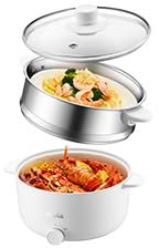 OLEGA Hot Pot - Padella elettrica 3 l, antiaderente, per bistecca, shabu shabu, portatile, multifunzionale, per fonduta di spaghetti