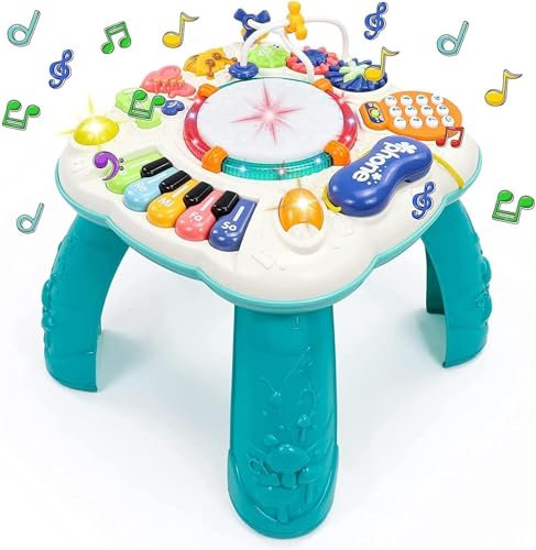 LUVTOY Spieltisch Kinderspielzeug Spielzeug ab 1 Jahr Baby Spielzeug ab 1 2 Jahre 9 Monate 7 in 1 Busy Board Musikspielzeug Activity Spiel Spieltisch Baby Geschenke 1 2 3 Jahre Junge Mädchen