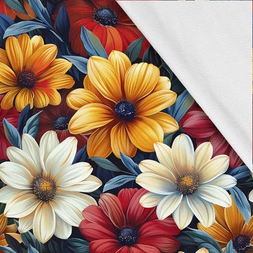 HEKO PANELS Softshell Stoff Meterware Outdoor Stoff Wasserfest Mit Fleece Stoff Zum Nähen Nähstoffe Windfest Für Jacke Wandern Sport Overall Blumen 1 Meter 145 x 100 cm
