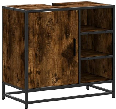 vidaXL Waschbeckenunterschrank Räuchereiche 65x33x60 cm Holzwerkstoff