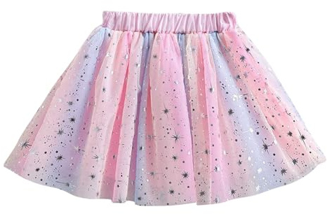 Kinder Mädchen Tüllrock Pailletten Tütü Glitzer Bunt Ballettrock Prinzessin Minirock Tanzkleid Karneval Partykleid Rock 1-12 Jahre