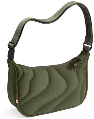 tomtoc T34 Sac Bandoulière Femme Matelassé en Nylon Recyclé, Sac A Main Femmes Bandoulieres Puffer, Sac Épaule Crescent et Sac Hobo Voyage avec Poches Intérieures et Bandoulière Réglable 3,5L 9L