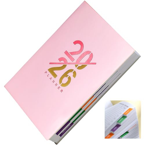 KEWUF Kalender 2026, Kalender 2026 Buchkalender, Buchkalender Terminsplaner 2026, Tagesplaner für Schüler, Zeitmanagement, Business Planer 2026(Rosa, A5, 156 Seiten)