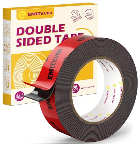 Emitever Double Sided Tape Heavy Duty - 5m x 19mm x 1.2mm | Powerful Strength Adhesion Mounting Tape, No Residue, Waterproof, for Automotive, Home Decor, Office