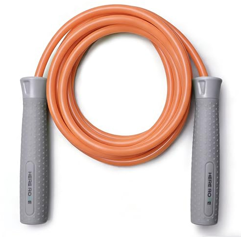 Hererope viktad hopprep – tungt träningsrep med slitstarkt 7 mm rep, ergonomiskt handtag och justerbar längd. (orange, 2,9 m (användarstorlek 1,73 – 1,86 m))