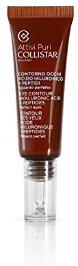Collistar Attivi Puri Contorno Occhi Acido Ialuronico + Peptidi, Siero gel concentrato contro borse, occhiaie, segni di stanchezza e piccole rughe, 15 ml
