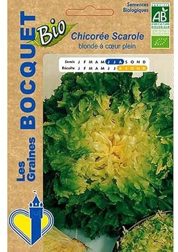 Sachet de graines de Chicorée Scarole blonde à coeur plein Bio- certifiée ECOCERT FR-BIO-01-3 g - légume feuille - LES GRAINES BOCQUET