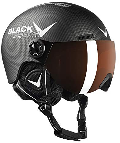 Black Crevice Kinder Visierhelm Leogang, schwarz Carbon matt/weiß, 52-54 cm…