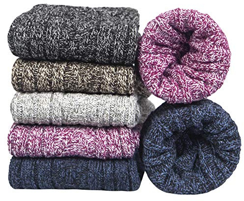 YSense Beau 5 Paar Merino Wollsocken Damen Warme Stricksocken 36-42 | Dicke Warme Wintersocken, Atmungsaktiv und Komfortabel. Thermosocken für Kalte Wintertage, Ideal für Alltag & Outdoor