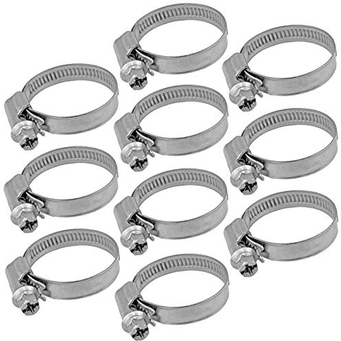 MegaHaustechnik 10 Stück Schlauchschelle aus Edelstahl VA, Spannbereich 16 bis 27mm 3/4 Schlauch-Außendurchmesser, mit 9mm Bandbreite, einstellbar Klemmschelle, Binder Wasser Gartenschlauch