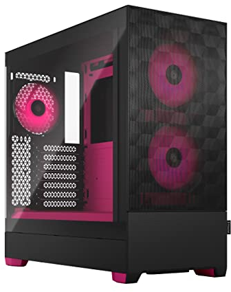 Fractal Design Pop Air RGB Magenta Core - Tempered Glass Clear Tint - Honeycomb Mesh Front – TG Side Panel - Three 120 mm Aspect 12 RGB Fans Included – ATX High Airflow Mid Tower PC Gaming Case