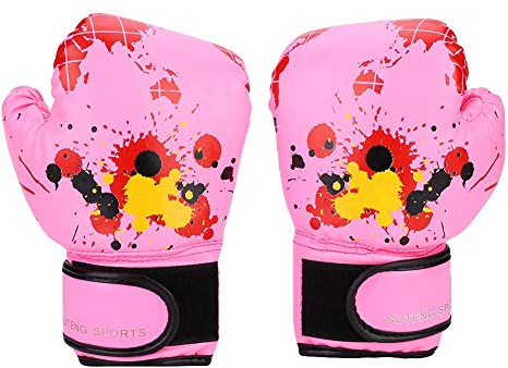 Guantes de Boxeo para Niños de 3 a 12 años Guantes de Boxeo para Entrenamiento y Sparring, Guantes de Saco de Boxeo para MMA, Muay Thai, Sparring, Kickboxing, Rosado