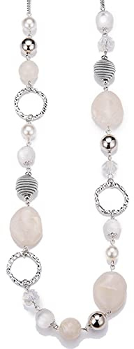 Collana lunga da donna con perle in stile boho, in argento, per anniversario di matrimonio, gioiello alla moda, Resina Vetro Perla