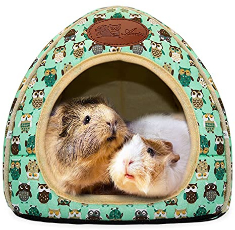 RANYPET Meerschweinchenbett, Höhle gemütliches Hamsterhaus, großes Versteck für Meerschweinchen, Frettchen, Igel, Chinchilla, Bartdrache, Winternest, Hamsterzubehör, Grün