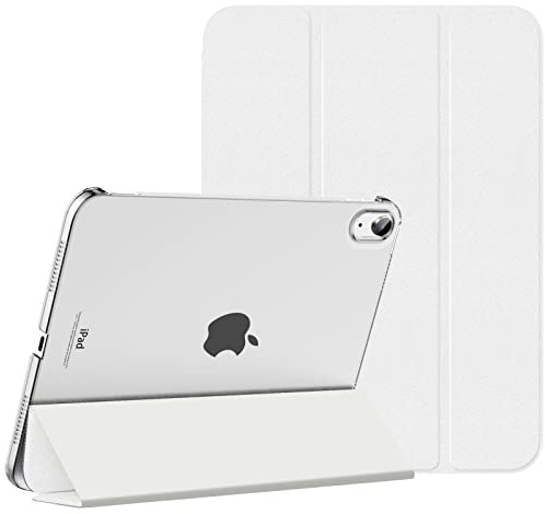 Moko Hülle für ipad 10. Generation 2022, ipad 10,9 Hülle Dünne Leichte PU Leder Tablet Hülle mit Auto Schlaf/Aufwach Funktion Transluzente PC Rückseite, Weiß | Für iPad11/10.9 Zoll Hülle 2025/2022,Schlanke Stand Schutzhülle mit Hart PC Transluzenter Rückseite, Unterstützt Touch ID