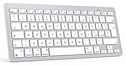 OMOTON Tastiera Bluetooth per Mac OS, Tastiera Wireless Compatta per Macbook pro/air, imac, Mac mini, Mac pro, QWERTY IT-Layout, Argento