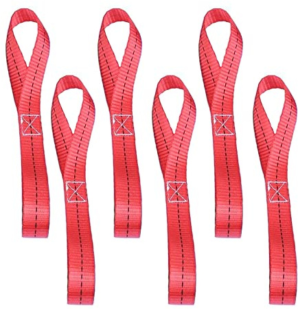 Sicherungsschlaufen, 25 x 400 mm, weicher Spanngurt, strapazierfähig, Nylon, Spanngurte für ATV, UTV, Motorrad, Rot, 6 Stück