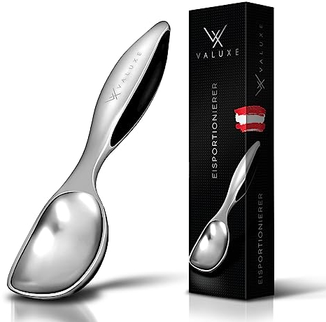 VALUXE® [Das Original] Eisportionierer - Premium Eislöffel aus langlebiger Zinklegierung - Robuster als Edelstahl - Eiskugelportionierer für die perfekte Eiskugel