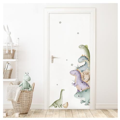 DEKO KINDERZIMMER Türaufkleber Dinosaurier Wandsticker mit Name für Kinderzimmer Tür Sticker Wandtattoo Babyzimmer Wandaufkleber selbstklebend DK1119-02