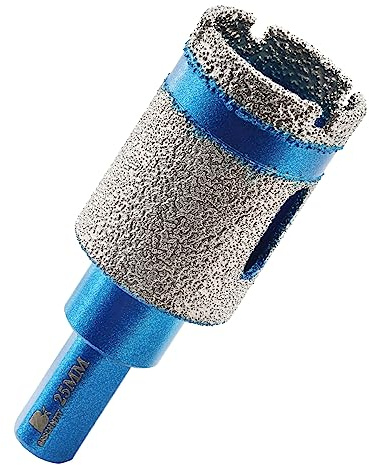 Diamant Trockenbohrer Fliesenbohrer 25mm - BRSCHNITT Diamant Bohrkrone - Lochsäge für Keramik, Granit, Porzellan, Fliesen, Feinsteinzeug, Mauerwerk, Marmor.