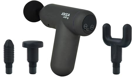 JOCCA - Pistolet de massage à haute fréquence vibrant / 32 niveaux / 4 têtes de massage/Écran LED avec câble USB / 3000 RMP/Cou, dos, taille, bras et jambes