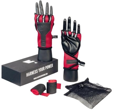 Boxing Fortress Pro T.5 Handbandagen für Erwachsene, Muay Thai-Handbandagen, Fastwraps (Junior-Größe 9–14 Jahre), Rot