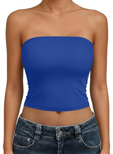 Trendy Queen Women's Strapless Tube Top Royal Blue X-Small