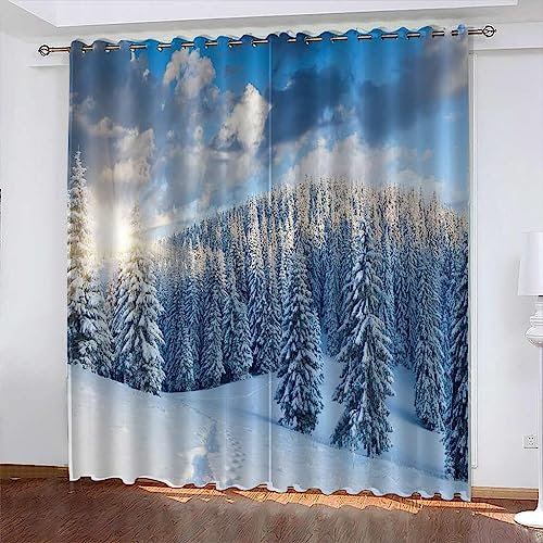 Verdunkelungsvorhänge Kräuselband Schneebergwaldlandschaft 170 X 200 cm Set Kindergardinen Mädchen Verdunkelungsvorhänge Mit Ösen Blickdichter Kinderzimmer Schlafzimmer Vorhang-0A5G+G1K