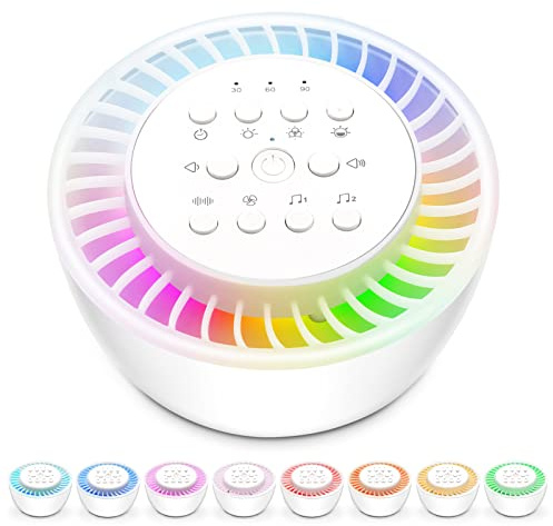 DMTIVMG Machine à Bruit Blanc Bebe Portable Appareil de Sommeil pour Bébé USB Tpye-C Rechargeable avec 36 Sons Apaisants 8 Veilleuses Minuterie Réglable Fonction Mémoire pour Domicile bureau voyages