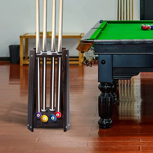 Shiyinge 8 hål vägghållare biljard pool kö vägghållare rack stång hållare golvmontering biljardkö stativ flera hål fiskespön golfklubbor för skolor hem retro trä kvadratisk brun