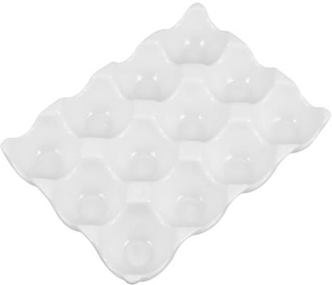 Homoyoyo Plateau à Œufs et Rangement Pratique pour Réfrigérateur en Céramique 12 Cases Blanc Cuisine Moderne Résistant Four et Lave-vaisselle