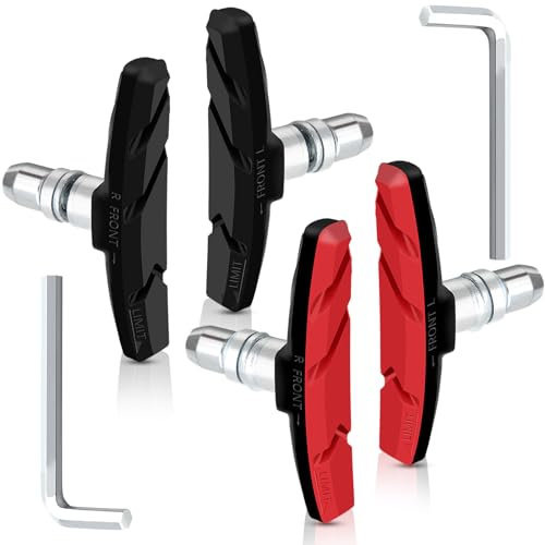 2 Pairs of Universal Bicycle Brake Pads, 70mm V Brake Pads, Mountain Bike Brake Blocks with Hex Nuts and Washers, Comes with 1 L-Shaped Hex Wrench for Installation and Removal